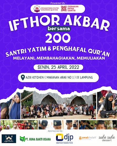 IFTHAR AKBAR BERSAMA 200 SANTRI YATIM & PENGHAFAL QUR'AN DI LAMPUNG