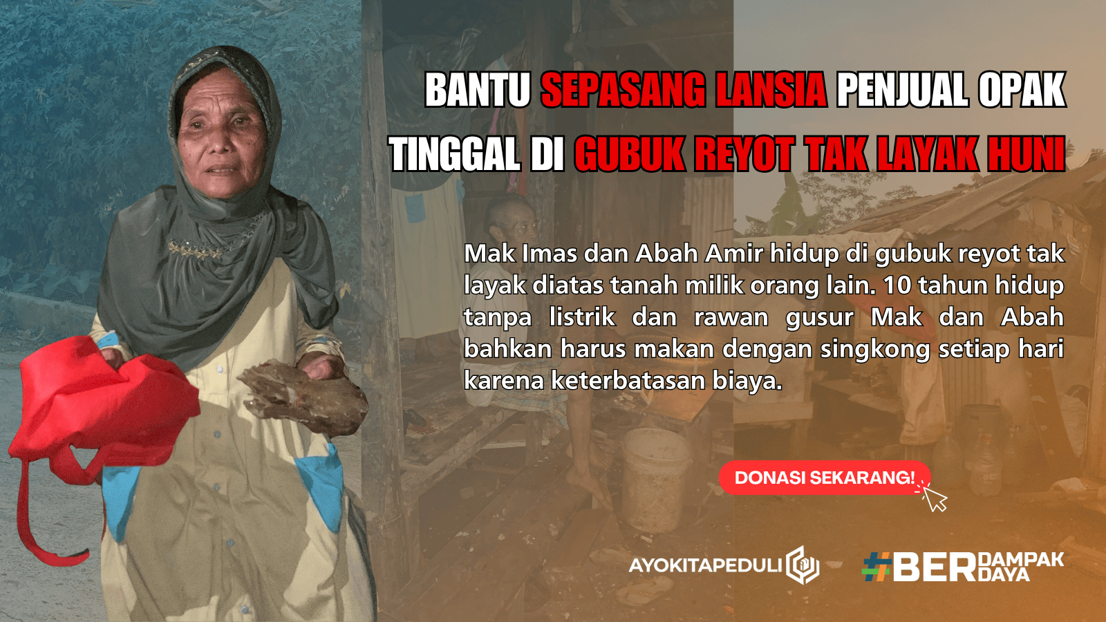 Bantu Sepasang Lansia Penjual Opak Tinggal Di Gubuk Reyot Tak Layak Huni!