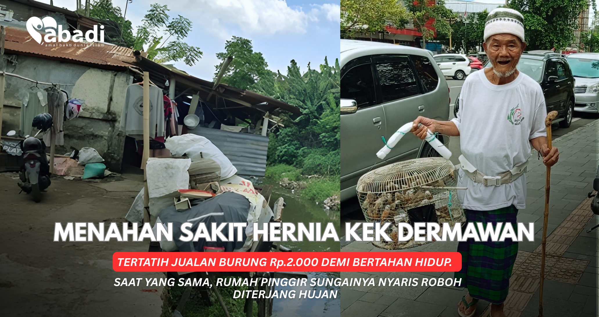Si Kakek Penjual Burung Tinggal Di Pinggir Sungai Berdua Dengan Istri