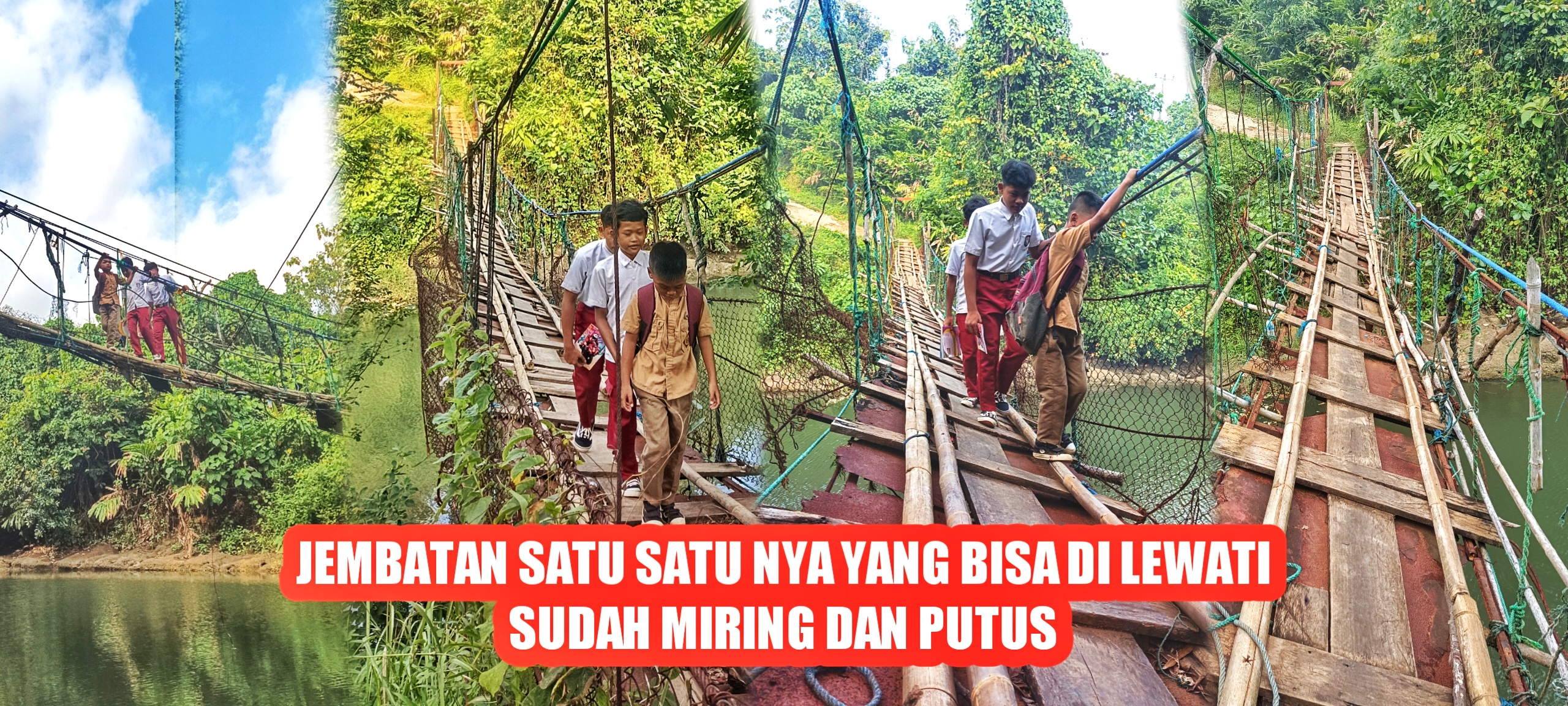 Jembatan Satu Satu Nya Roboh Putus Aktifitas Warga