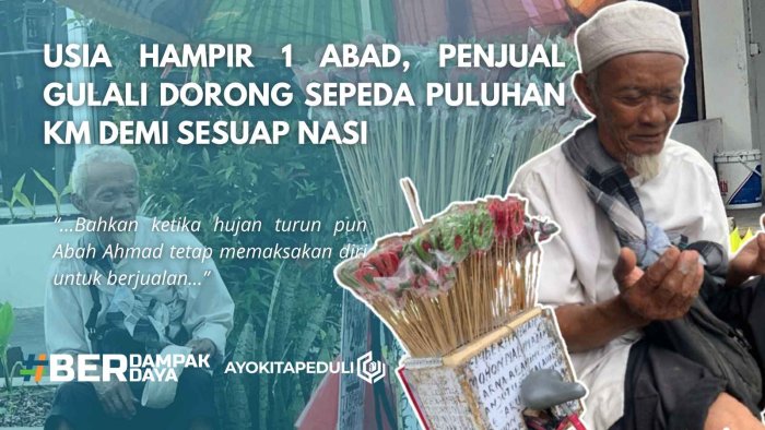 Tubuh Ringkih, Kakek Penjual Gulali Tuntun Sepeda Puluhan KM Demi Sesuap Nasi