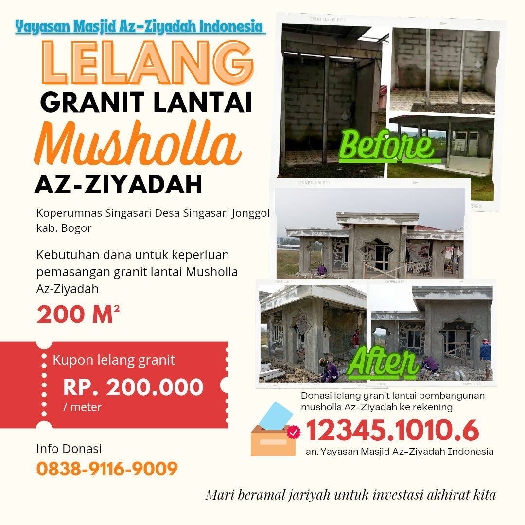 Sedekah 1 Sak Semen Sangat Berharga Untuk Pembangunan Musholla Az-Ziyadah