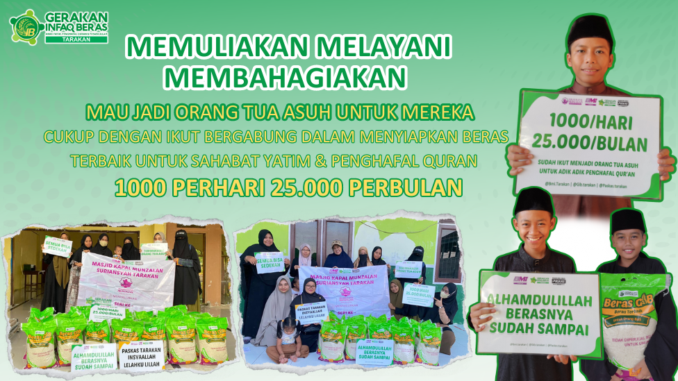 infaq beras, untuk sahabat yatim & santri penghafal Quran