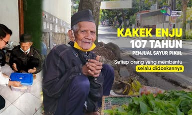 Prihatin! Wujudkan Warung Kakek Enju, Lansia Penjual Sayur Pikul