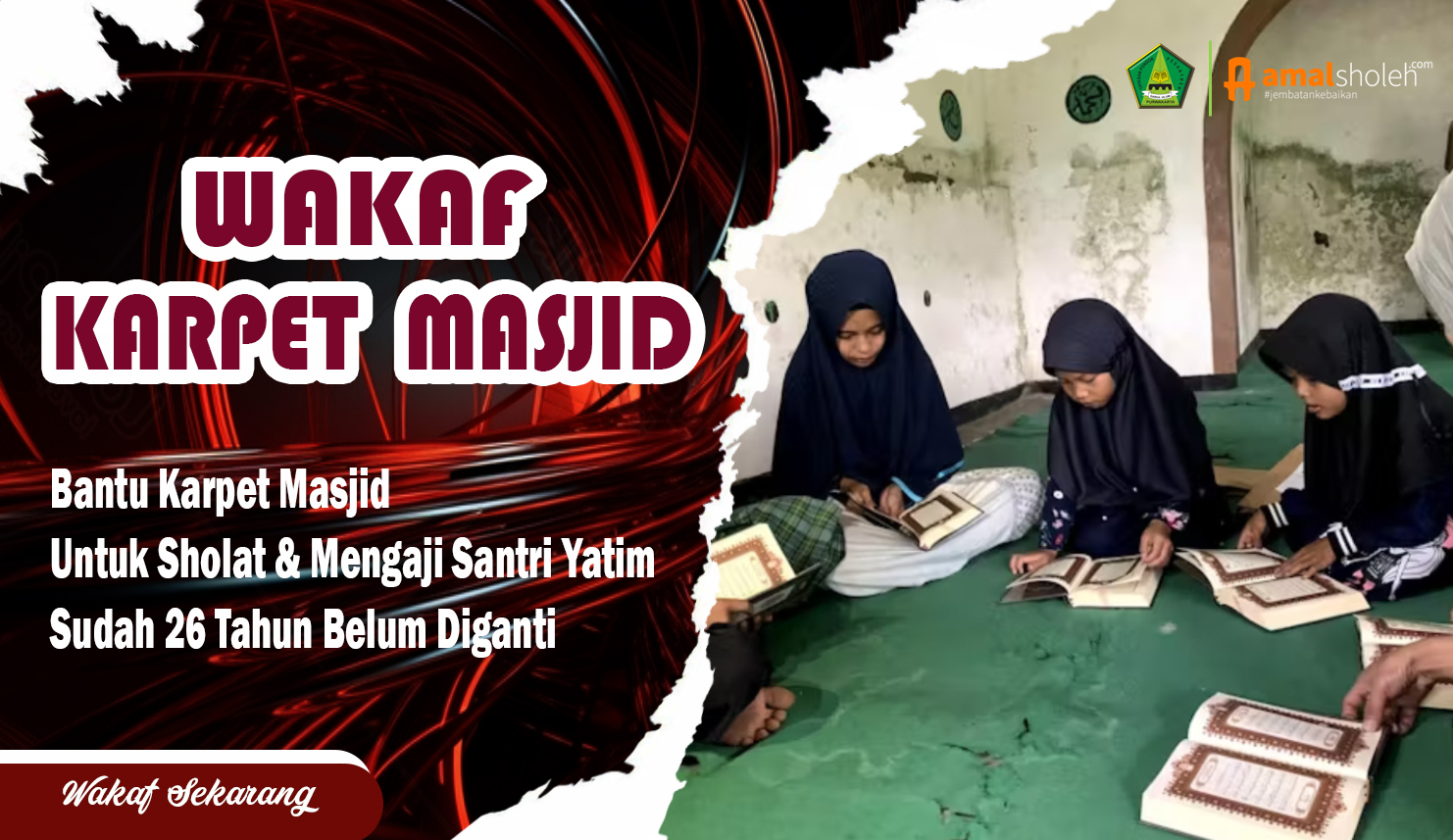 WAKAF KARPET MASJID, Untuk Sholat dan Mengaji Santri Yatim