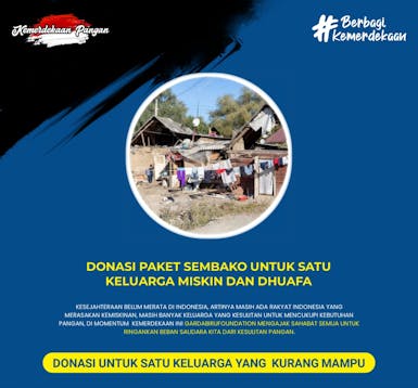 Donasi paket sembako untuk satu keluarga miskin dan dhu'afa