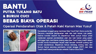 Bantu Operasi Pendarahan Otak Dan Patah Kaki Mas Yusuf