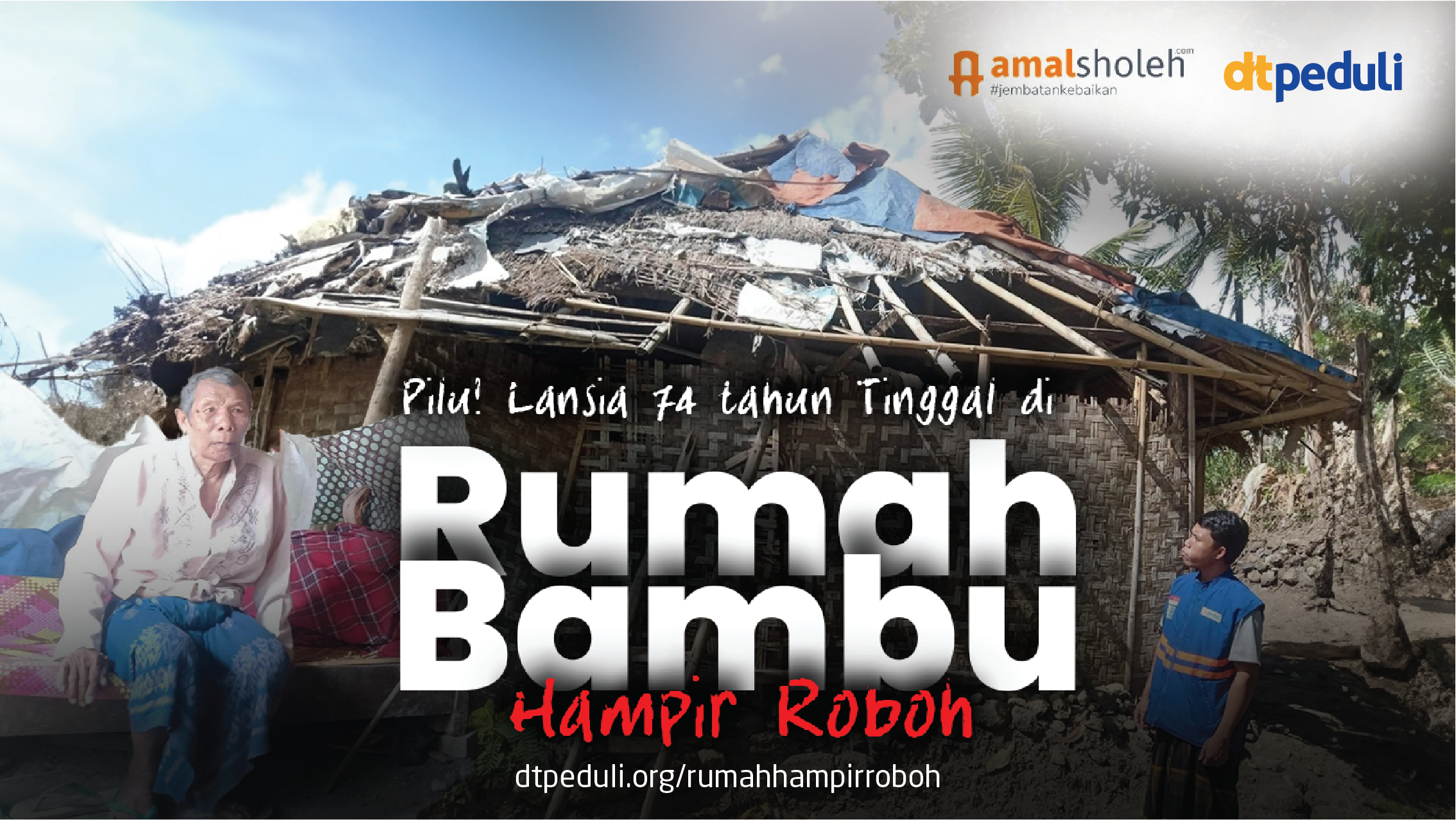 Pilu! Lansia 74 Tahun Ini Tinggal di Rumah Bambu yang Hampir Roboh