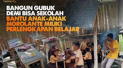 Sedekah Perlengkapan Belajar Anak-anak Morolante, Belajar di Gubuk Reot Rawan Ambruk