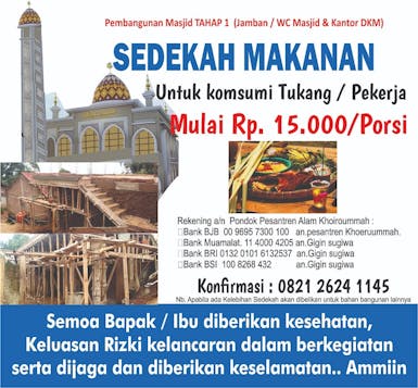 SEDEKAH MAKANAN Untuk Konsumsi Tukang / Pekerja