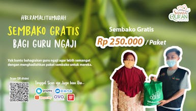 Membahagiakan Guru ngaji dengan Sembako Gratis
