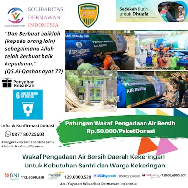 Gerakan Wakaf Air Bersih Pelosok Wilayah Kekeringan Sumatera