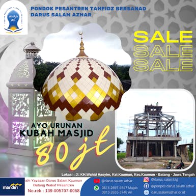 Wakaf Kubah masjid ponpes tahfidz bersanad